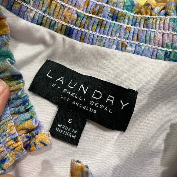 LAUNDRY BY SHELLI SEGAL V-Neck Collared Floral Mini Dress Size 6 - Picture 6 of 16